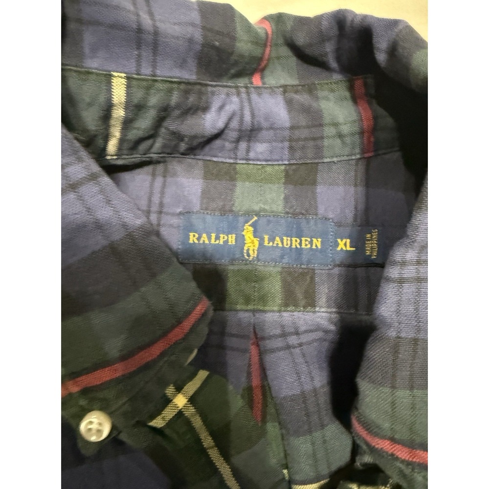 Polo Ralph Lauren Button Down Shirt in Multicolor Windowpane Check Plaid Size XL - Picture 4 of 8